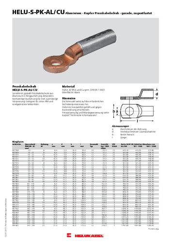 Helukabel 906172-5 Presskabelschuh Querschnitt (max.)=185.00mm² Loch-Ø=12.00mm Unisoliert Silber von HELUKABEL