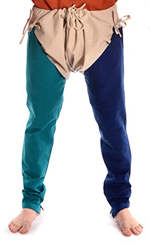 HEMAD Mittelalter Beinlinge-Paar 2farbig aus Fester Baumwolle blau-grün S/M HEMAD Mittelalter Beinlinge-Paar 2farbig aus Fester Baumwolle blau-grün S/M von HEMAD