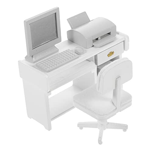 1 Set Büroszene Requisiten Spielzeughaus Mini Computer Miniatur Büroschreibtisch Puppenmöbel Mini Büroschreibtisch Zum Basteln Puppenhaus Miniaturen Büroschreibtisch HEMOTON von HEMOTON