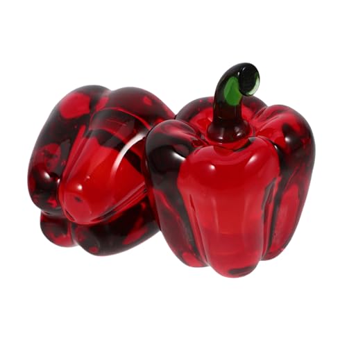 2 Stück Kristallpfeffer Chiltepin Pfeffer Heimdekoration Grüne Paprika Herbstdekoration Für Küche Nageldekoration Schreibtisch Paprika Aus Glas Zartes Glas Paprika Chili HEMOTON von HEMOTON