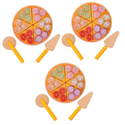 3St Pizzaspielzeug gefälschte Pizza Spielzeugnahrung Pizza-Spielset für Kinder Spielküchenzubehör Holz Pizza Spielzeug Pizzastücke Spielzeug Spielzeugkuchen Spielzeugofen hölzern HEMOTON von HEMOTON