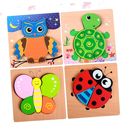 4 Sätze Holzpuzzle für Jungen Kinder holzpuzzle Kinder holzspielzeug zabawki stymulujące rozwój Pädagogisches Spielzeug puzzletisch Puzzles aus Holz 3D-Puzzles für Kinder Hölzern HEMOTON von HEMOTON