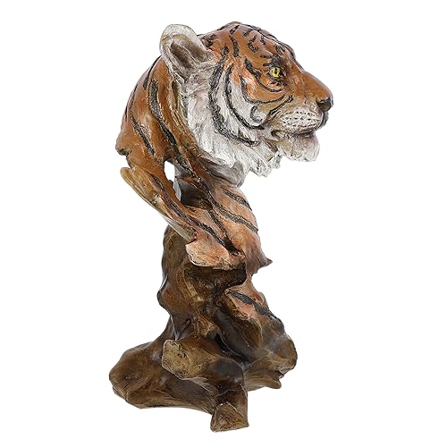 HEMOTON 1 PC Tigerkopf Ornament Feng Shui Statue Automodell Desktop Bücherregal Tigerskulptur Tigerstatue Harztiermodell Simulierter Tiger Schmückt Desktop Harzhandwerk Tigermodell von HEMOTON