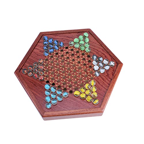 HEMOTON 1 Satz Dame Halma-brettspiel ?brettspiele? Partytisch-brettspiel Lustige Tischspiele Sechseck-Checker Chinesisches Murmelspiel Puzzle-Spielzeug Schach-Logik-Spiel Hölzern Brown von HEMOTON