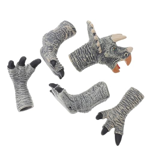 HEMOTON 1 Satz Dinosaurier-fingerpuppe Puppen Affen Skelett Party -Requisiten Spiel-Requisiten Handpuppe Dinosaurier-Handschuhe Fingerspielzeug Dinosaurier Krallenhandschuhe Vinyl Grey von HEMOTON