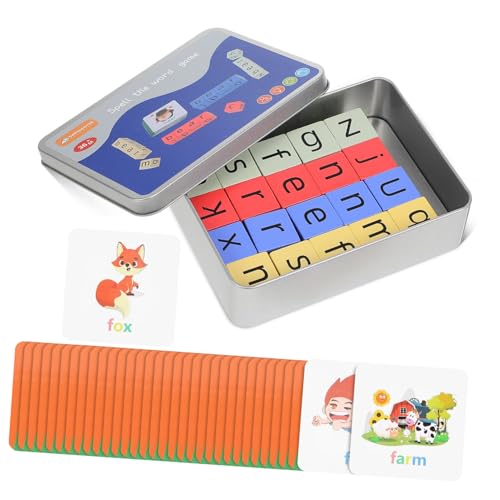 HEMOTON 1 Satz Englische Kartenbuchstabierwörter Wortspiele Für Kinder Alphabet-Spielzeug Buchstabenkacheln Für Phonetik Und Rechtschreibung -aktivitätswürfel Alphabet-Spiele Hölzern von HEMOTON