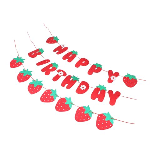 HEMOTON 1 Satz Erdbeer-partydekoration Kuchen -topper Erdbeerparty Erdbeeren Lutscher Obst Alles Zum Geburtstag Banner Geburtstagsdekoration Vanille Kirsche Papier Rot von HEMOTON