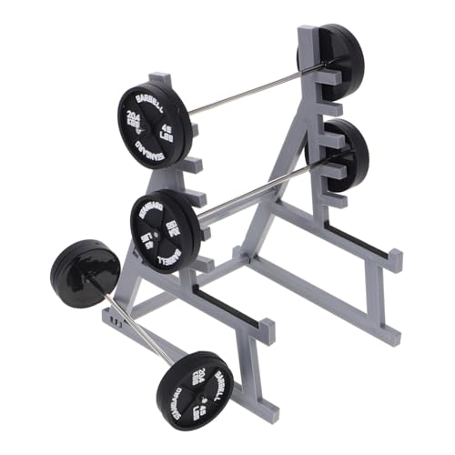 HEMOTON 1 Satz Fitness-Langhantel-Ornamente Hantelständer Puppenhaus-Langhantelablage Miniatur-Langhantelhalter Mini-Puppenhausmöbel Squat Rack Stifthalter Spaß Plastik Black von HEMOTON