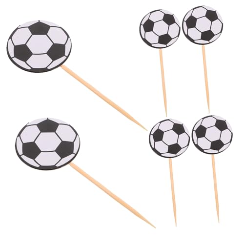 HEMOTON 1 Satz Fußball-kucheneinsatz Kuchen Dekoration Fußball Party Deko Kuchen Topper Fußball-kuchendekor Geburtstag Dekorative Kuchenverzierungen Kuchen Cupcake Topper Papier 60 Stück von HEMOTON