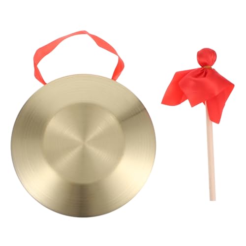 HEMOTON 1 Satz Kindergong Hängender Gong Asiatischer Gong Chinesisches Gong-Instrument Chinesischer Windgong Traditioneller Schlaggong Gong-Percussion-Instrumente Golden Buchenholz von HEMOTON