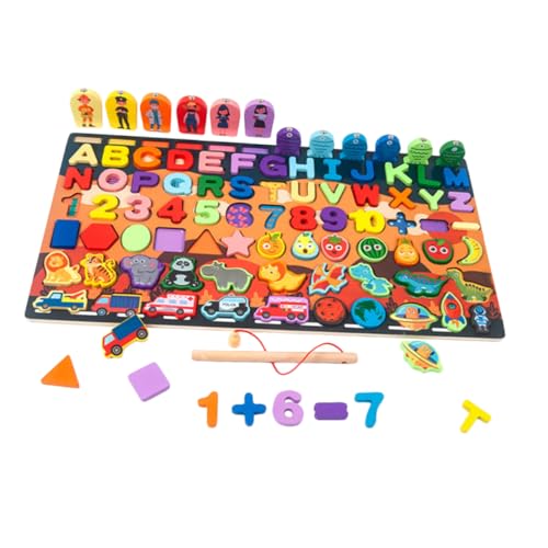 HEMOTON 1 Satz Kinderpuzzle Tierpädagogik Fischfang Zählspiele Puzzle Jungen Kinderspielzeug Zahlen-Puzzle-Brett Bausteine ​​Puzzle Magnetisches Angelspiel Für Kleinkinder Hölzern Colorful von HEMOTON