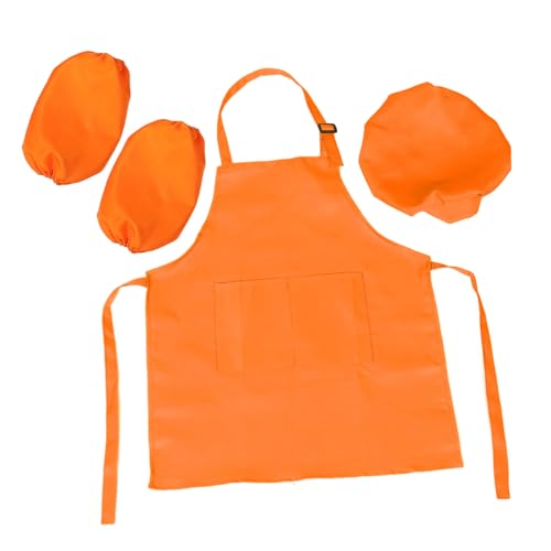 HEMOTON 1 Satz Kinderschürze Schürzen für Kinder Kochmützen für Kinder Babyschürze kinderkochschürze Kinder kochschürze schürze für Kinder Küchenzubehör für Kinder Polyester Orange von HEMOTON