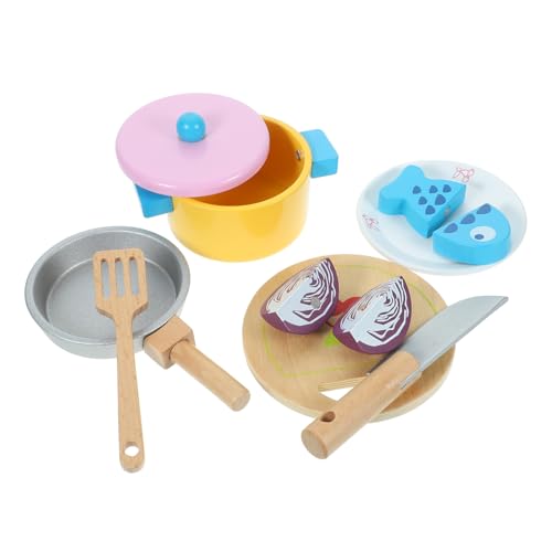 HEMOTON 1 Satz Küchenspielzeug küche Kitchen Toys for Spielzeugkochset küchenutensilien Rollenspielset mit Kochgeschirr gefälschtes Küchengeschirr hölzern von HEMOTON