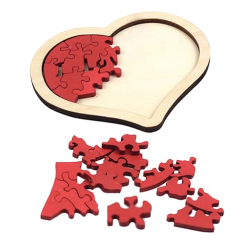 HEMOTON 1 Satz Liebesrätsel Puzzle kinderpuzzle valentiens valantines Valentine Holzpuzzles für Kleinkinder Lernpuzzlespielzeug Herzpuzzle aus Holz hölzern von HEMOTON