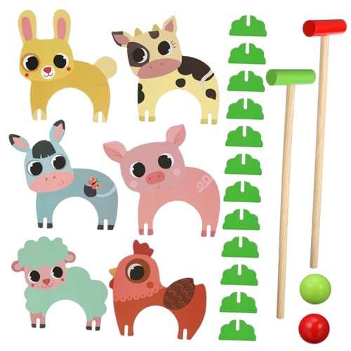 HEMOTON 1 Satz Lustiges Tierkrocket Spiel Outdoor-kit Für Bausatz Tier-krocket-Set Animal Croquet Kit Krocket Für Kinderkrocket Hölzern von HEMOTON