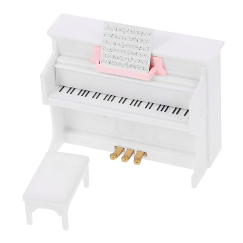 HEMOTON 1 Satz Mini-Piano-Modell Spielzeug Klavier Puppenhaus Miniatur-Musikinstrument Mini- -Musikinstrument Mini-instrumentenmodell Miniatur-hockermodell Mini-hausdekoration Abs Weiß von HEMOTON