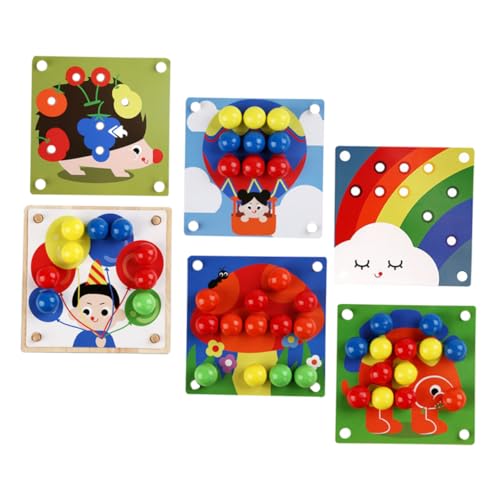 HEMOTON 1 Satz Nagelpuzzle Pilz Lernspielzeug für Kinder Stapelspielzeug Schulrequisiten Kinder Puzzle rätselbuch Kinder holzpuzzle Pilz-Puzzle-Spielzeug Holzspielzeug für Kinder hölzern von HEMOTON