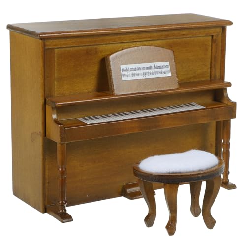 HEMOTON 1 Satz Puppe Mini-Klavier Miniaturflügel Klavier für Kinder winzige Häuser Miniatur-Klaviermodell Puppenhaus Klavier und Hocker künstlich Klavierbank Klavierhocker Kleines von HEMOTON