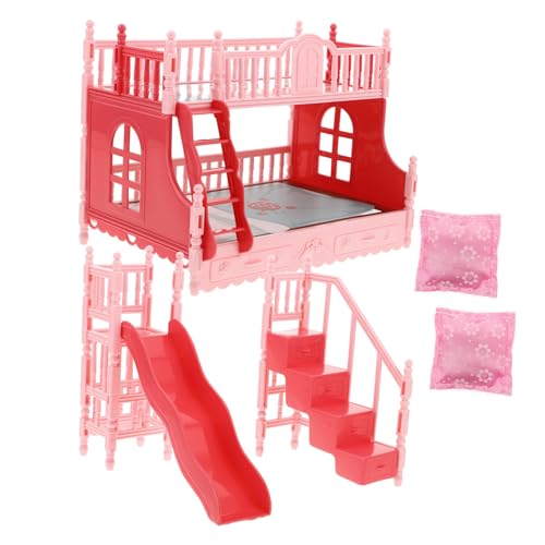 HEMOTON 1 Satz Puppenbett Miniaturbettmodell Spielzeugbett Puppenhausmöbel Mini-Hausbett Puppenhaus Zubehör Set Puppenhaus Schlafzimmer Dekoration Puppenhausbett winziges Bett Plastik Rosa von HEMOTON