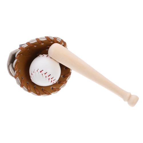 HEMOTON 1 Satz Puppenhaus-Sportartikel Spielzeuge Baseballschläger Softbälle Puppenzubehör Rollenspielzubehör Mini-Baseball-Kit Cosplay Baseball-Anzug Kleines schmücken vorgeben Leder von HEMOTON