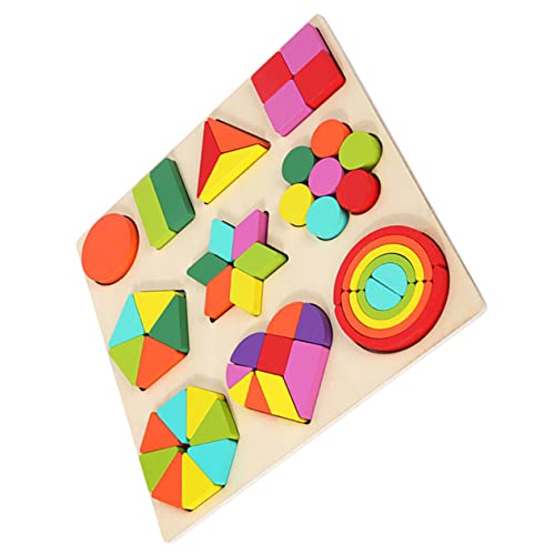 HEMOTON 1 Satz Puzzle Der Frühen Bildung Spielzeuge Aus Holzklötzen Holzbaustein Puzzle in Babyform Kinder-Intelligenz-Puzzle-Spielzeug Geometrie-Form-baustein-Spielzeug Hölzern von HEMOTON