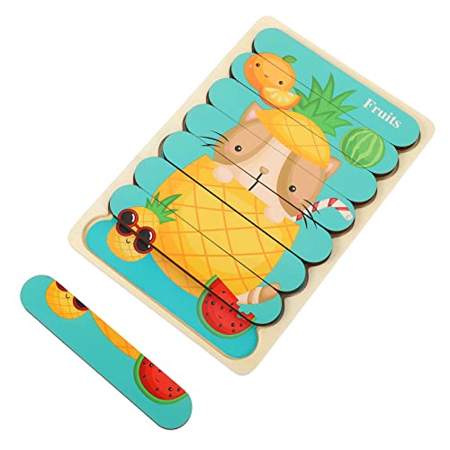 HEMOTON 1 Satz Puzzle Für Kinder Tierische Rätsel Kinderpuzzle Kleinkindspielzeug Gemüse-Obst-Puzzle Sensorisches Lernspielzeug Puzzle Für Kleinkinder Kleinkind Rätsel Lernpuzzle Hölzern von HEMOTON