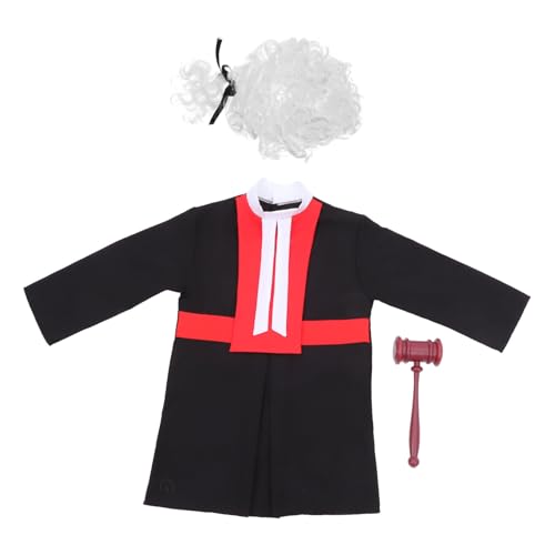 HEMOTON Richter Uniform für Kinder Richter Kostüm Outfit für Kinder Richterauktion Kinder Halloween kostüm für Kinder Jungen Kleidung Baby Kleidung Richter Perücke für Halloween Cosplay 100-130cm von HEMOTON