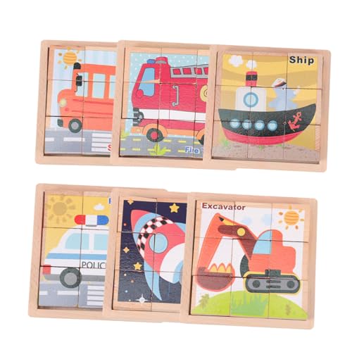 HEMOTON 1 Satz Sechsseitige Malbausteine Kinderpuzzle Lernspielzeug Für Kinder Pädagogisches Puzzle Puzzles Für Kinder Cartoon-rätsel Puzzle-Montessori-Spielzeug Kleinkindspielzeug Holz von HEMOTON