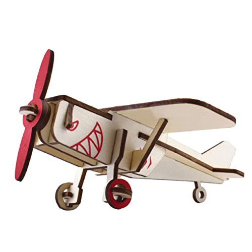 HEMOTON 1 Satz Segelflugzeug Puzzle-Spielzeug Zum Zusammenbauen Von Flugzeugen Bastelspielzeugflugzeug 3D-montagepuzzle Dreidecker Modellbausatz Rätsel 3D-Puzzles Puzzlematte Beige Hölzern von HEMOTON