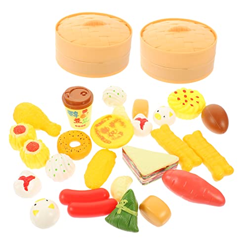 HEMOTON 1 Satz Simulierte Frühstücksdesserts Simuliertes Frühstücksspielzeug Mini-dampfgarer-lebensmittelmodelle Simulierte Lebensmittel Gefüllte Brötchen Dolly- - Plastik von HEMOTON