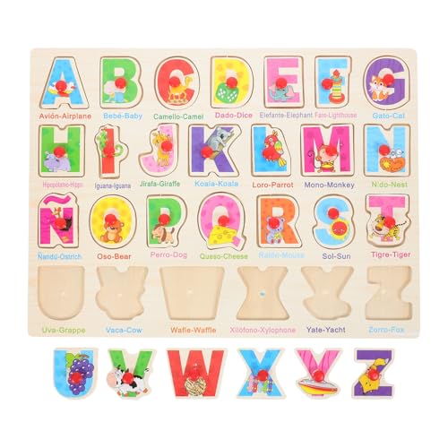 HEMOTON 1 Satz Spanisches Puzzle Lernpuzzle Für Kleinkinder Kinderspielzeug Spanisches Matching-Board Kleine Rätsel Für Kinder Spanisches Rätsel Spanisch-lernspielzeug Sprachrätsel Holz von HEMOTON