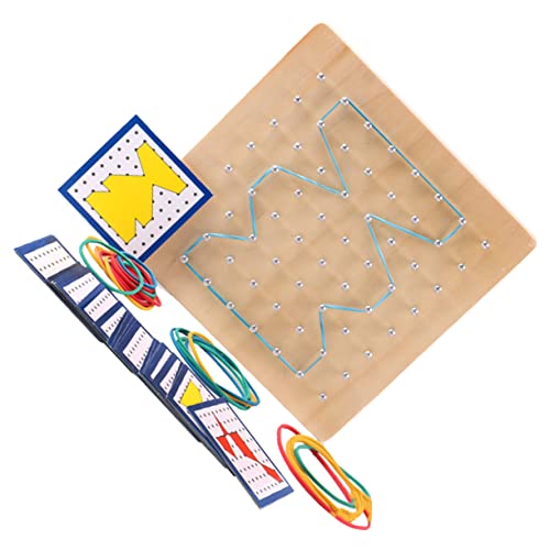 HEMOTON 1 Satz Stecktafel Geoboard Geometry Learning Tools Nagelbrett Lernwerkzeuge für Kindermathematik Nagelplatte Platte Geobrett Steckbrett Geometrie-Lernwerkzeug hölzern von HEMOTON