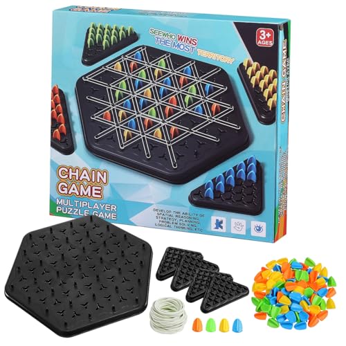 HEMOTON 1 Set Dreieckskettenschach Dreiecksschachspiel Geometrisches Schachspiel Schachbrettspiel Dreiecksstiftspiel Kettenschachbrettspiel Brettspiele Für Den Familienabend von HEMOTON