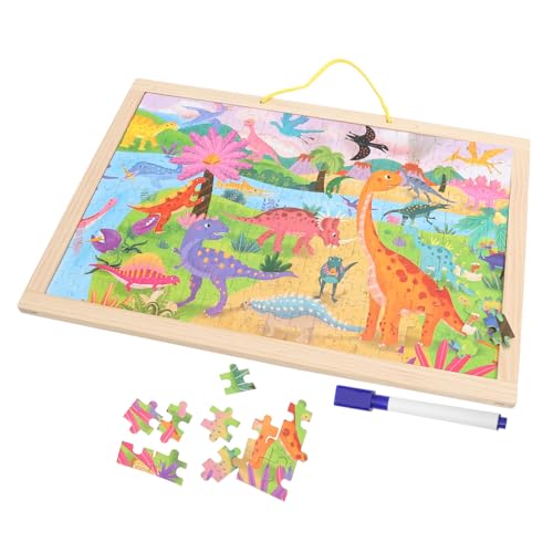 HEMOTON 1 Set Holz DIY Puzzle Vorschul Lernaktivitäten Tierform Puzzles Montessori Tierpuzzle Kinder Entwicklungsspielzeug Zeichenpuzzle Brett Kinderspielzeug Kleinkind Spielzeug von HEMOTON