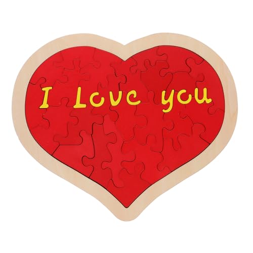 HEMOTON 1 Set Holz Liebespuzzle Kleine Puzzles Herz „Ich Liebe Dich“ Puzzle Holzherz Puzzlebrett Herzförmiges Puzzle Handgemachtes Puzzle Holzherzen Holzpuzzlebrett Rot von HEMOTON