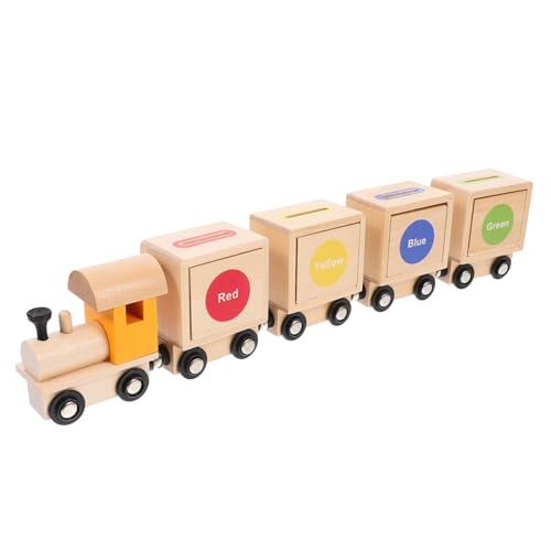 HEMOTON 1 Set Holzeisenbahn Frühes Lernspielzeug Zusammengebautes Zugspielzeug Formsortierer Spielzeug Farben Erkennungsspielzeug Magnetische Züge Lernzug Spielzeug Kinderzug von HEMOTON