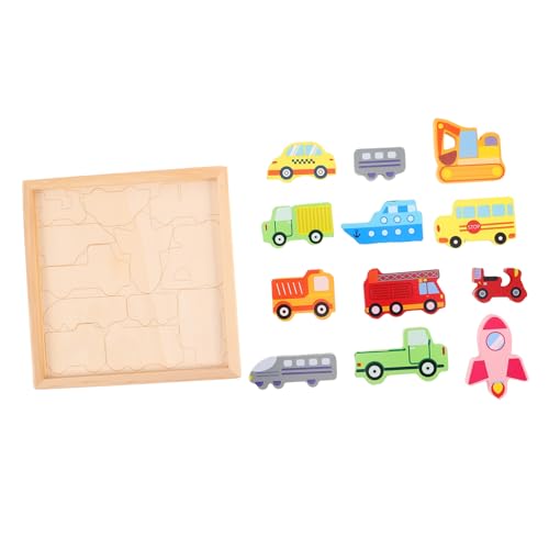 HEMOTON 1 Set Holzpuzzle Für Kleinkinder, Cartoon-fahrzeugform-Puzzle, Frühes Unterrichtsspielzeug Für Den Kindergarten, Holzfahrzeug-Matching-Spiel von HEMOTON