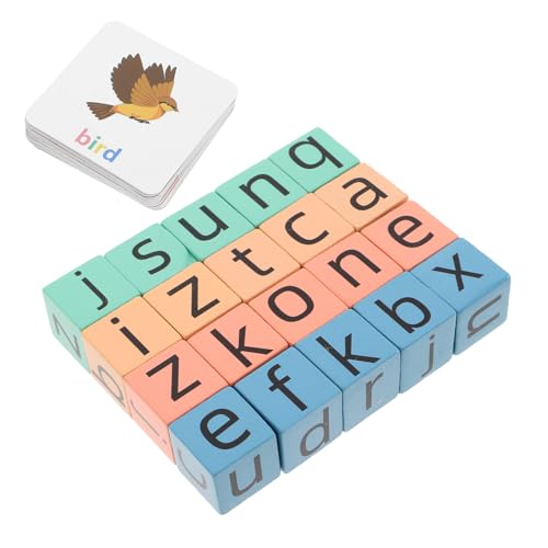 HEMOTON 1 Set Kartenbuchstabierwörter Buchstaben Matching Blöcke Alphabet Lernspiel Lernspiel Alphabet Spiel Für Rechtschreibspiel Wortspiel Aus Holz von HEMOTON