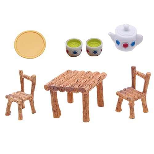 HEMOTON 1 Set Miniatur Teeservice Teekannen Dekoration Teetassen Puppe Teetassen Puppenmöbel Tisch Und Stühle Mini Mini Möbel Kunststoff von HEMOTON