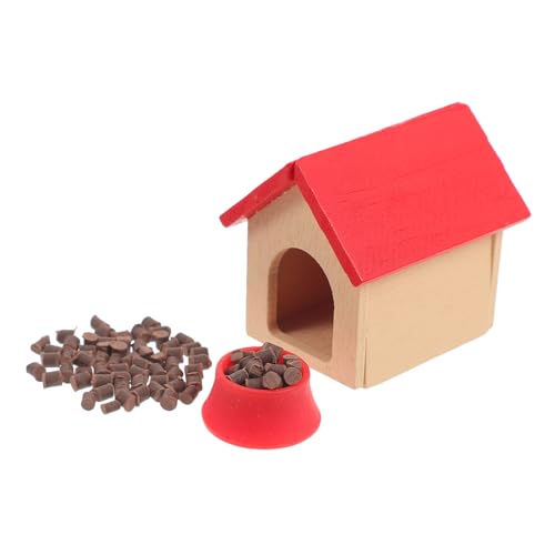 HEMOTON 1 Set Puppenhaus Hundehütte Heimdekoration Holzspielzeug Hundebetten Hausdekorationen Für Zuhause Hauszubehör Mini Miniatur Zwinger Mini Zwinger Modellhaus Möbel Roter von HEMOTON