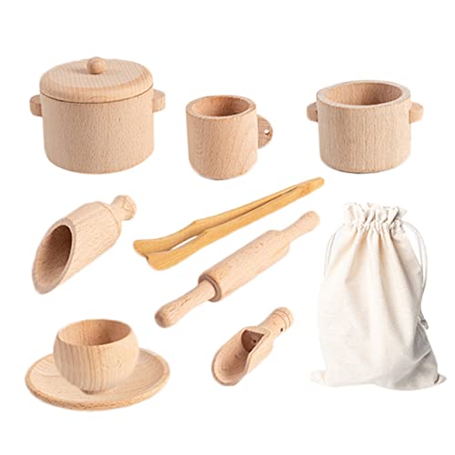 HEMOTON 1 Set Tee Set Für Babys Für Für Kleine Rolle Tee Zeit Miniatur Anzug Fall Mädchen Holz von HEMOTON