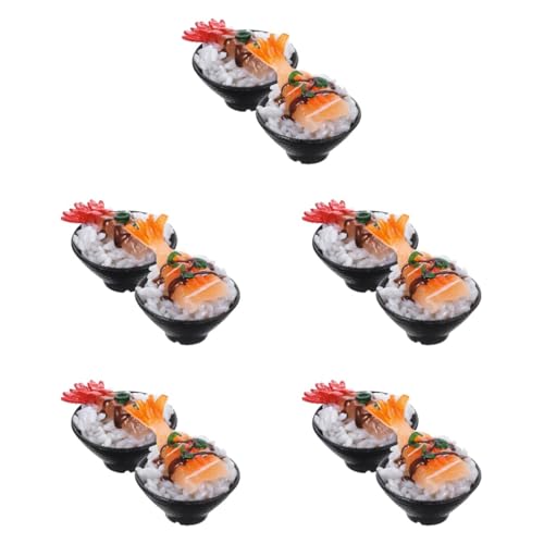 HEMOTON 10 STK Simulierter Sushi-Reis Spielzeuge Mini-Food-Spielzeug Realistisches Essen Requisiten Anzeigen Gefälschtes Gekochtes Fleisch Modelle Foto PVC Ornament Kind von HEMOTON