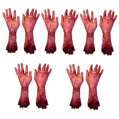 HEMOTON 10 STK abgetrennte blutige Hand Schaumstofffinger Halloween-Körperteile Requisiten Zombie auseinander apar Cars Spielzeug Spielzeuge Halloween gebrochene Hand Blut gebrochene Hand von HEMOTON