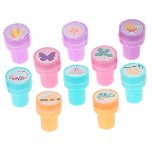 HEMOTON 10St Kinderstempel Stempel für Stufenstempel Tierstempel Silvester Stempel blumenstempel Partygeschenke für Kleinkinder Mini-Stempel Briefmarken Pilzstempel PVC von HEMOTON