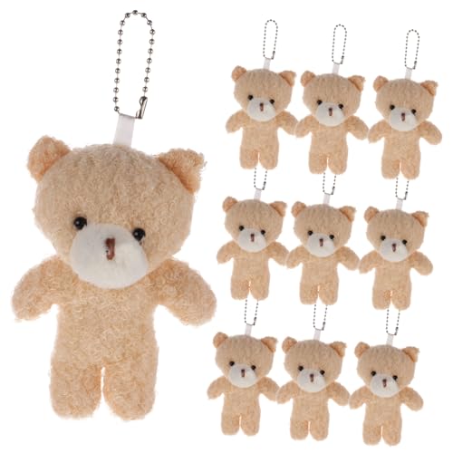 HEMOTON 10St Teddybär-Anhänger kleine Bären Masse Mini-Kuschelbären Kleiner Plüschbär Abschluss-Minibär trägt Masse hängende Mini-Bärenfiguren ausgestopfter Kleiner Bär -Fleece Beige von HEMOTON