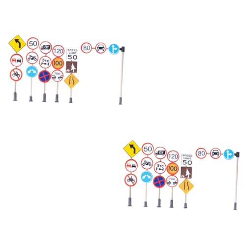HEMOTON 12 STK Zubehör für Mikrolandschaften Spielzeug Kognitives Verkehrsspielset Sandtisch-Verkehrszeichen Bausteine Embleme Mini-Simulationsmodell Verkehrszeichen Barrikade Dekoration von HEMOTON