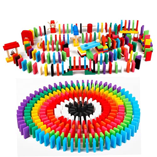 HEMOTON 120 Stück Domino Bausteine Kinderspielzeug Kinderspielzeug Lernspielzeug Holzbausteine Bambus Bunt von HEMOTON