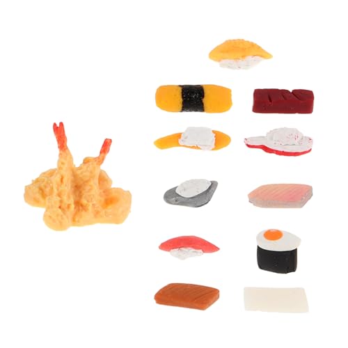 HEMOTON Puppenhaus-miniaturen 12-teilige Japanische Sushi-Modelle Realistische Simulation Von Lebensmittel-Requisiten Für Miniaturhäuser von HEMOTON