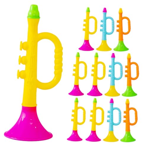 HEMOTON 12St Trompete Spielzeug Spielzeughupe Trompetenhorn für Kinder B-Standardtrompete Blasspielzeug Musikinstrument Kinder musikspielzeug Geräuschemacher Spielzeug Stadion Horn Plastik von HEMOTON