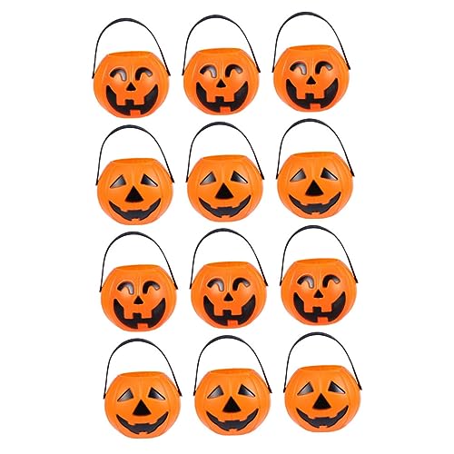 HEMOTON 12St tragbarer Kürbiseimer Kürbisfledermaus-Türornament Halloween-Eimer für Süßigkeitenbehälter halloween pumpkin halloweenkürbis Eimer mit Griffen Party-Bonbonglas Plastik von HEMOTON